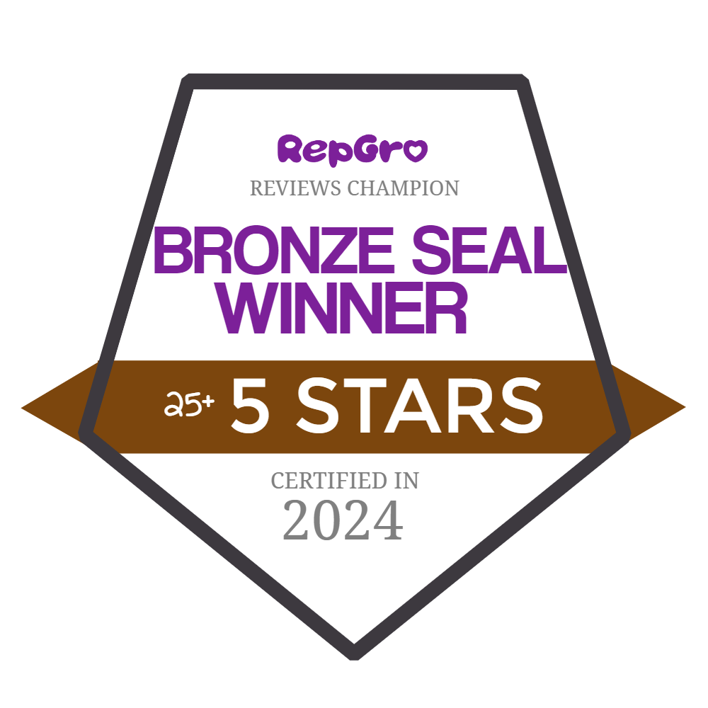 RepGro Bronze Seal — 25+ five star reviews certified 2024